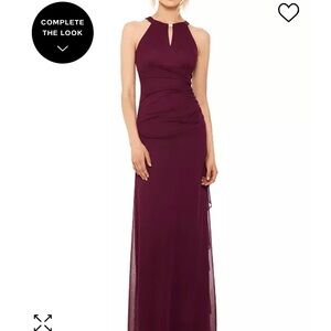 NEW Betsy and Adams Rouched Keyhole Halter Formal Dress